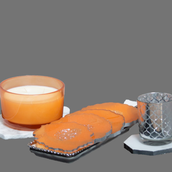 Orange Geode Resin Coaster