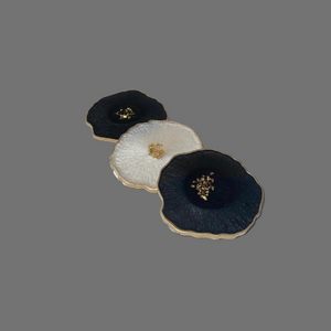 Black and Pearl White Geode Resin Coaster