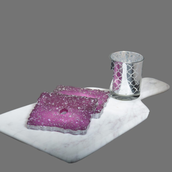 Purple and Silver Geode Resin Coaster